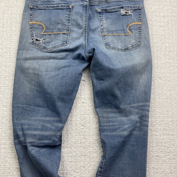 American Eagle Super Stretch Artist Crop Jeans Women’s Sz 12 Distressed Denim - Picture 12 of 13